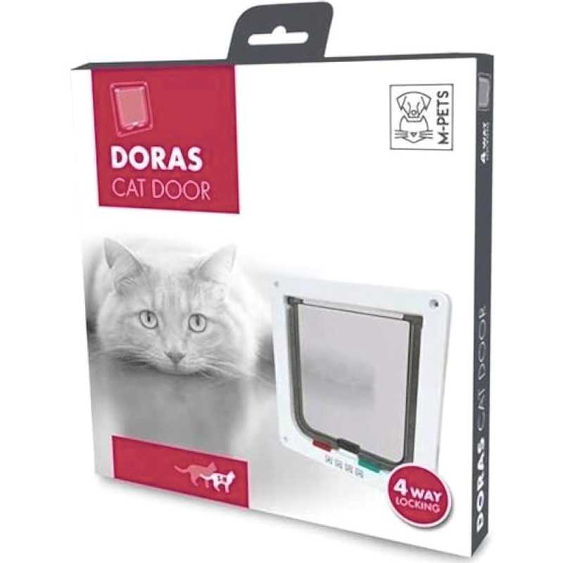 M-Pets Kedi Kapısı Tünelli 4 Yönlü Kilitli Beyaz