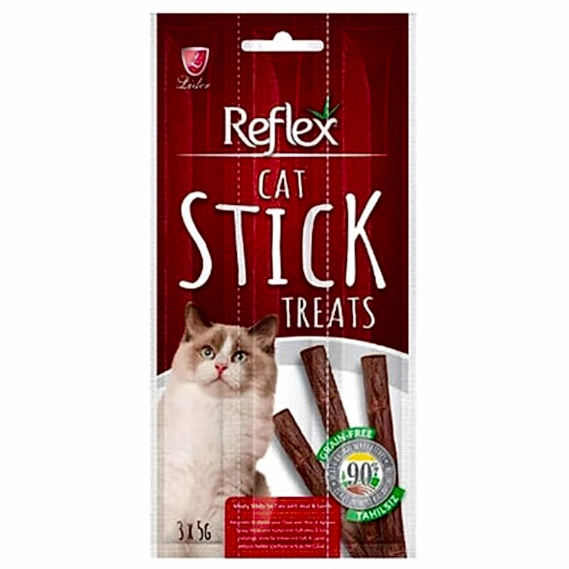Reflex Cat Stick Biftek ve Kuzu Etli Tahılsız Kedi Ödül Çubukları 5 Gr x 3 Stick