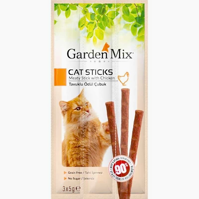 Garden Mix Tavuk Etli Tahılsız Kedi Stick Ödül 3x5 Gr