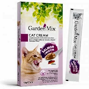 Garden Mix Kedi Kreması Somon Biotin Ek Besin ve Kedi Ödülü (5 x 15 Gr)