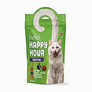 Happy Hour Cooktail Salmon & Lamb & Chicken & Blueberry & Cranberry Somonlu, Kuzu, Tavuk, Yaban Mersini ve Kızılcıklı Tüm Destekleyici Faydalar Bir Arada Kedi Ödül Maması (60 Gr)